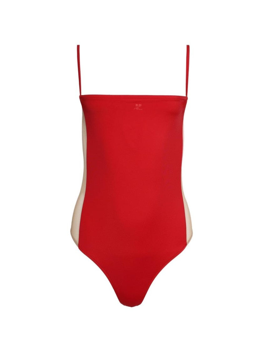 Courrèges Illusion Square Swimsuit Ruby