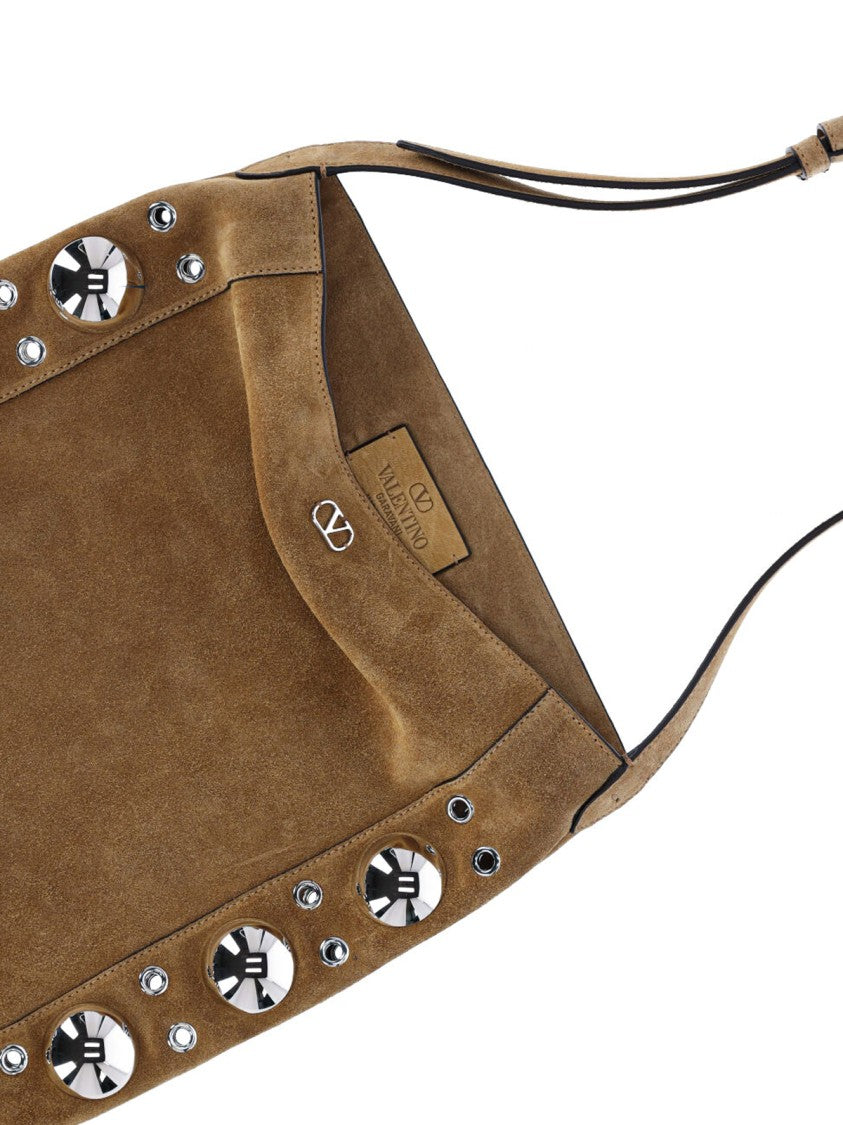 Valentino Garavani Suede Shoulder Bag With Silver Studs