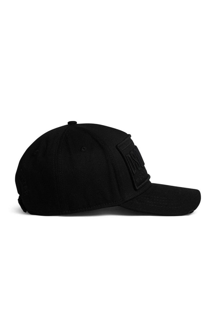 Dsquared2 Black Embossed Logo Patch Cotton Hat