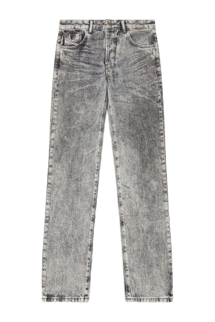 Diesel Relaxed Straight-Leg Jeans In Washed Grey Cotton