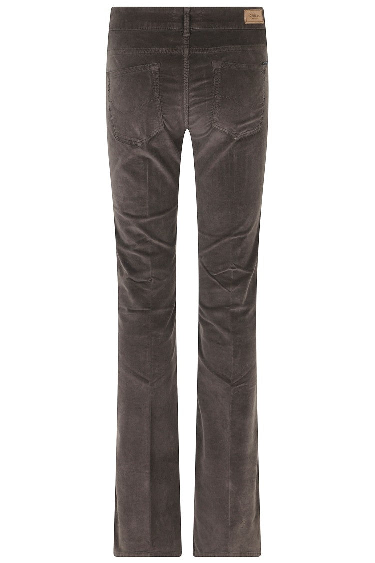 Cigala`S Dark Brown Straight-Leg Velvet Cotton-Blend Pants