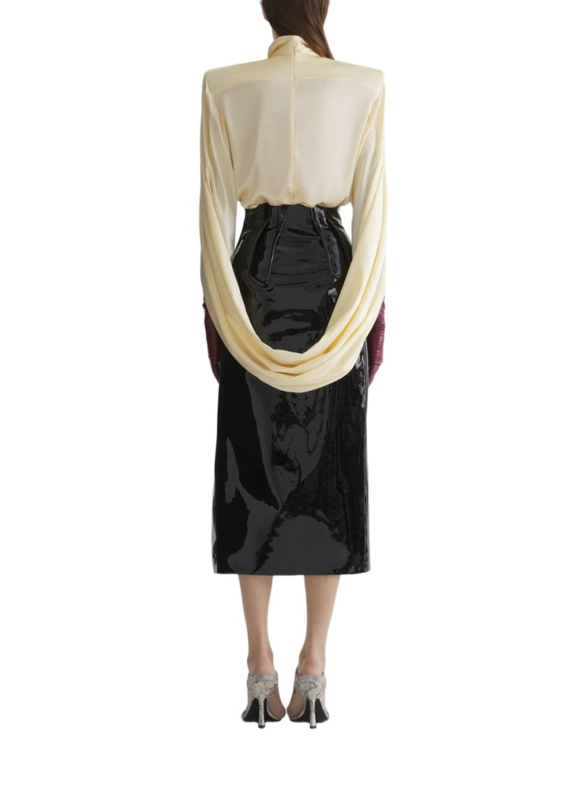 Mugler Draped High Neck Top With Concealed Fastening