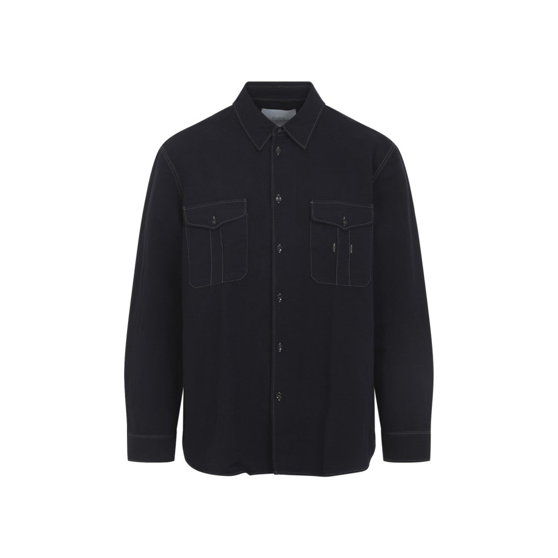 Studio Nicholson Structured Black Cotton-Linen Blend Casual Shirt