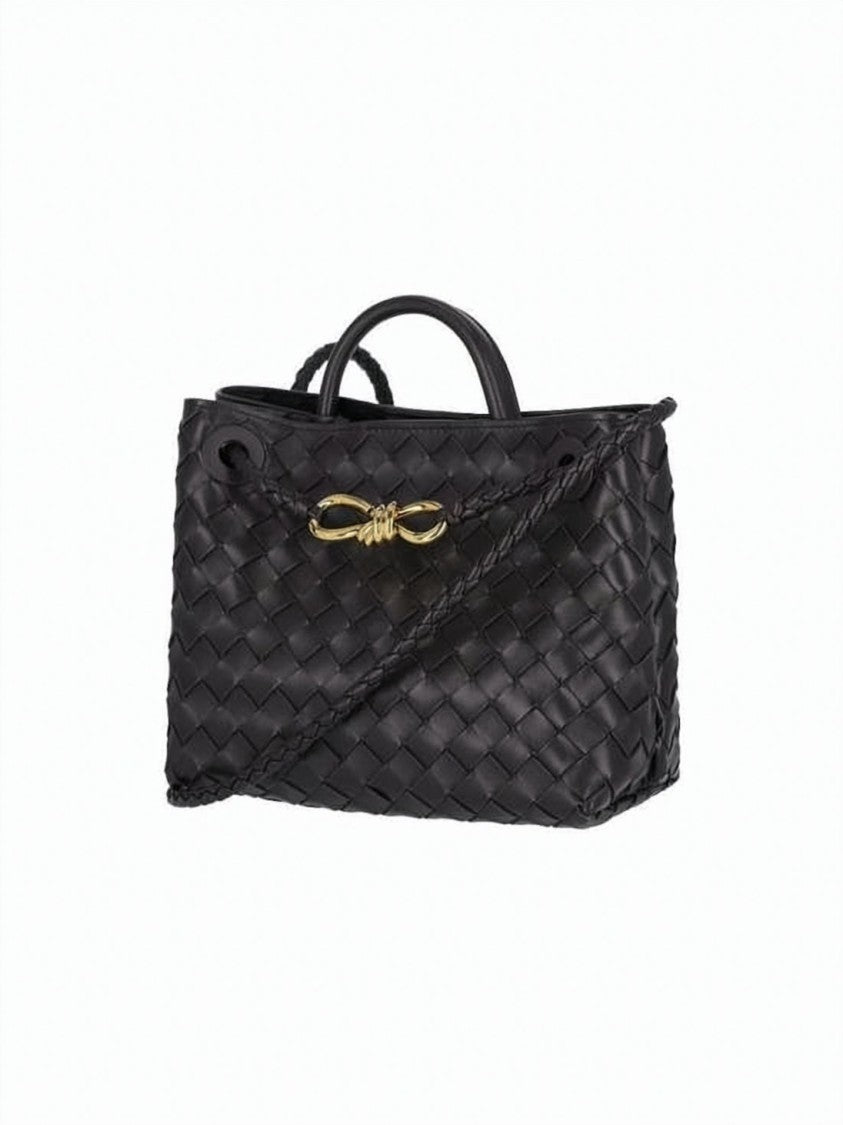 Bottega Veneta Structured Woven Lambskin Tote Bag With Gold-Tone Knot Detail