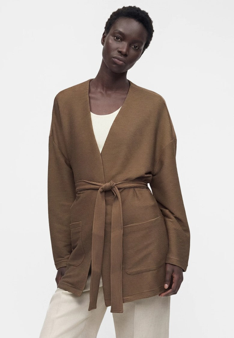 Max Mara Ribbed Knit Jacket With Tailored Silhouette And Belt