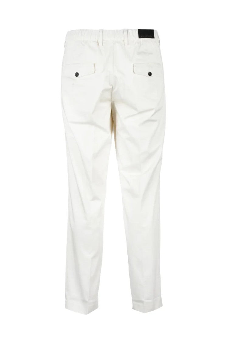 Michele Carbone Tailored White Chino Pants With Classic Pleats And Comfortable Stretch