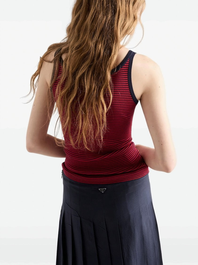 Prada Fitted Recycled Silk Knit Tank Top