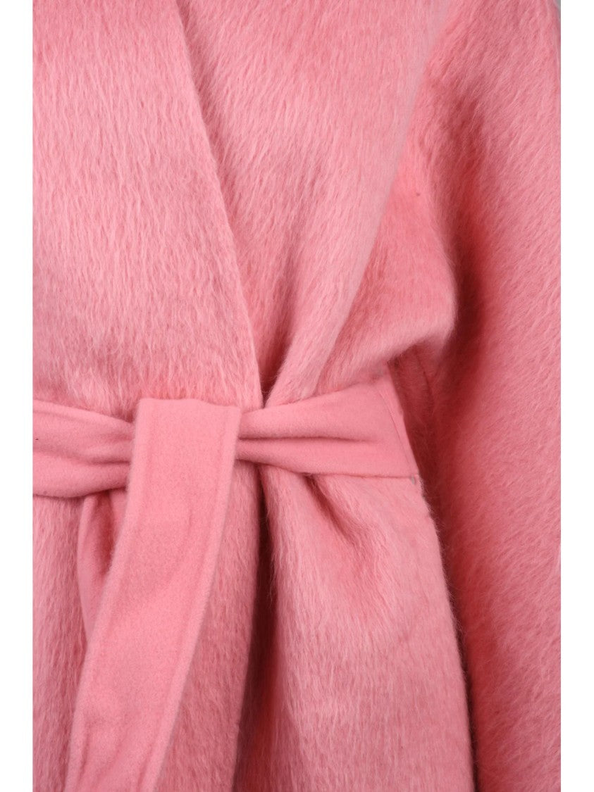 Max Mara Textured Wool-Alpaca Blend Robe Coat With Belt Closure