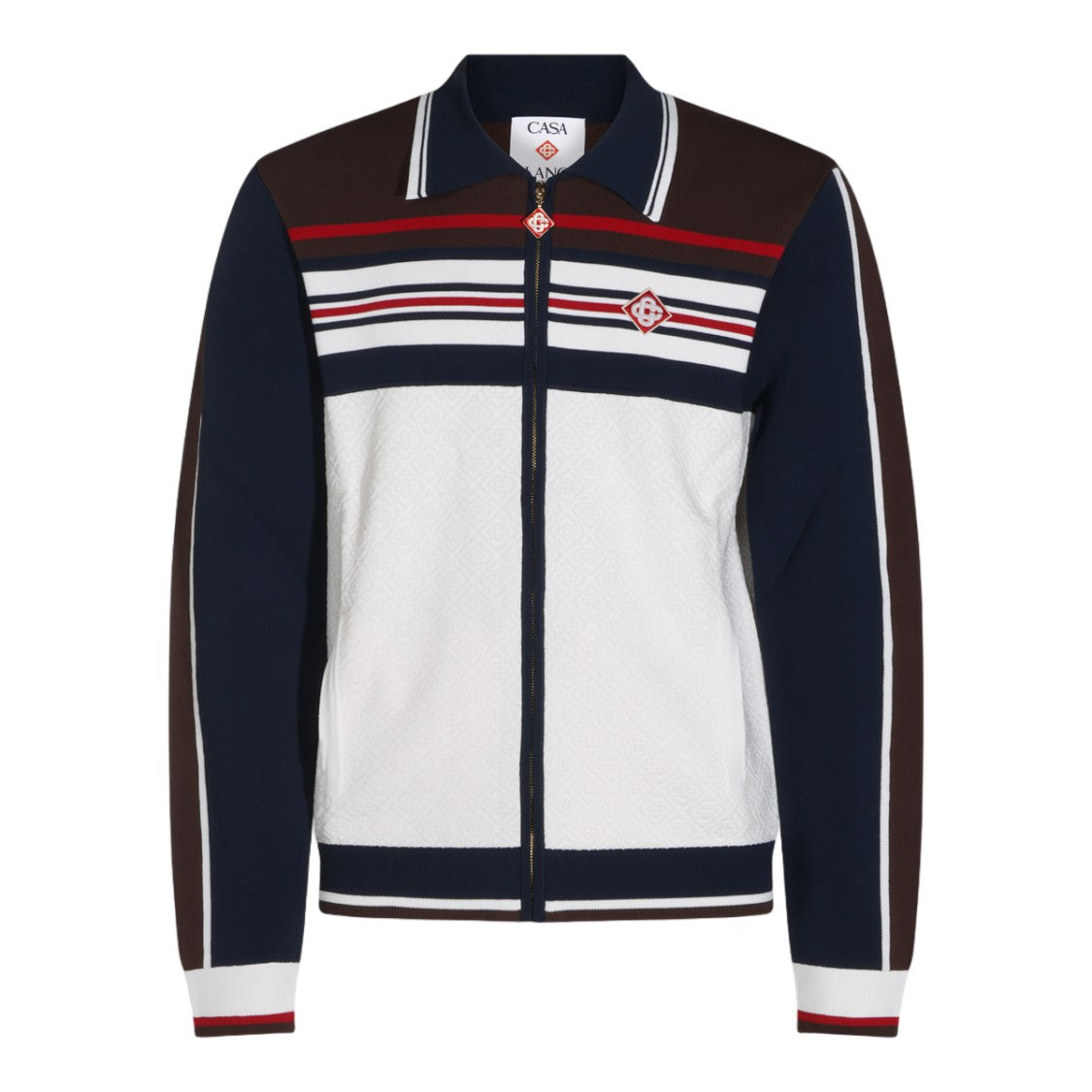 Casablanca Zip-Up Sweater With Structured Collar And Sporty Detailing