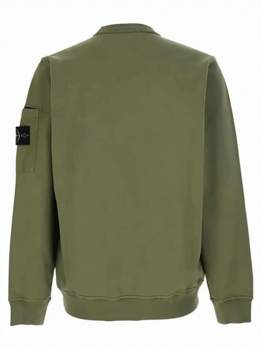 Stone Island Olive Green Relaxed Fit Crewneck Sweatshirt