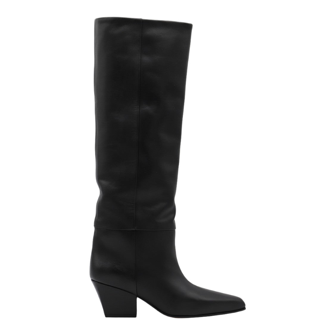 Paris Texas Pointed Toe Black Boots With Mid-Height Block Heel