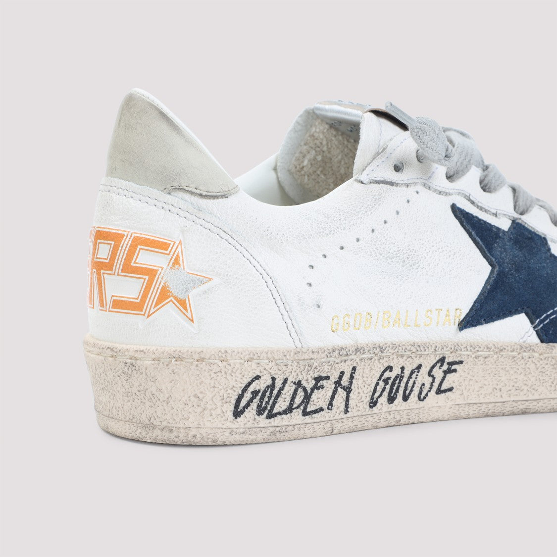 Golden Goose White And Blue Goat Leather Ball Star Sneakers