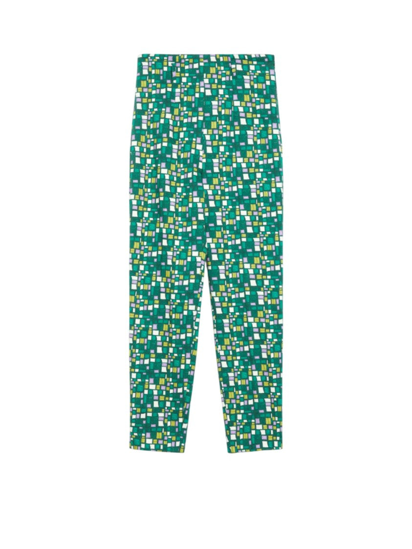 Max Mara High-Waisted Cropped Pants With All-Over Print