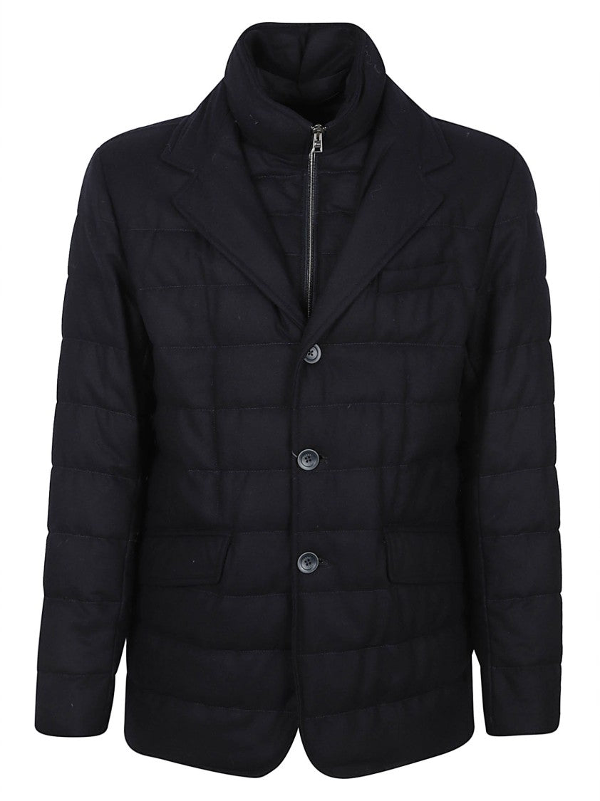 Herno Quilted Blazer Front Coat With High Collar And Flap Pockets