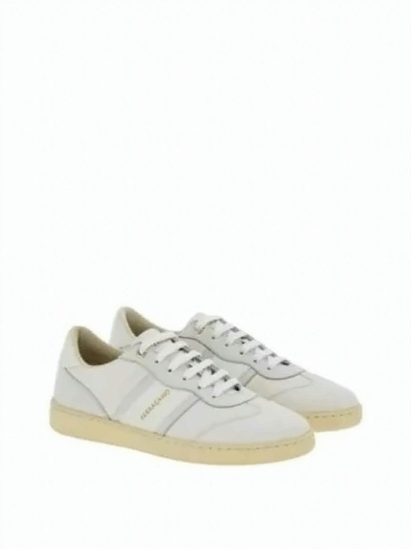 Salvatore Ferragamo Low-Top Calf Leather Sneakers With Gold-Tone Branding