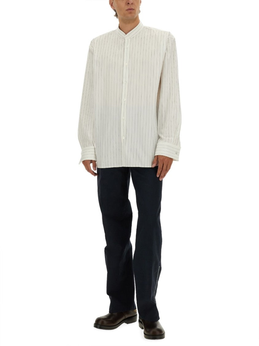 Dries Van Noten Vertical Striped Long-Sleeve Casual Shirt
