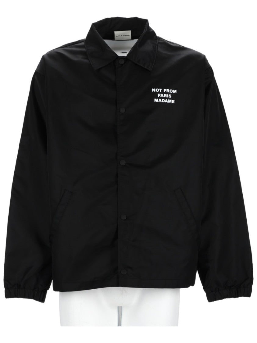 Drôle De Monsieur Slogan Nylon Classic Collar Text Jacket