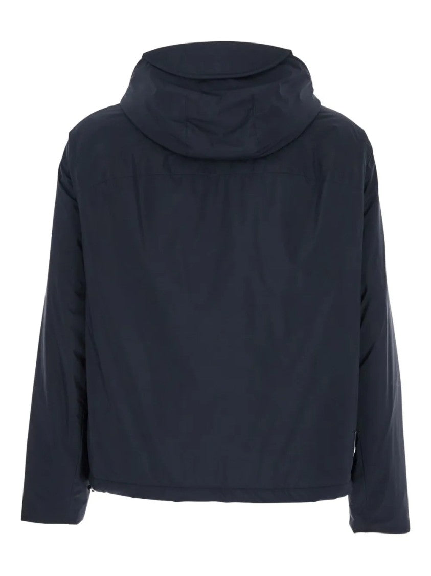 Emporio Armani Cropped Blue Blouson Jacket With Hood