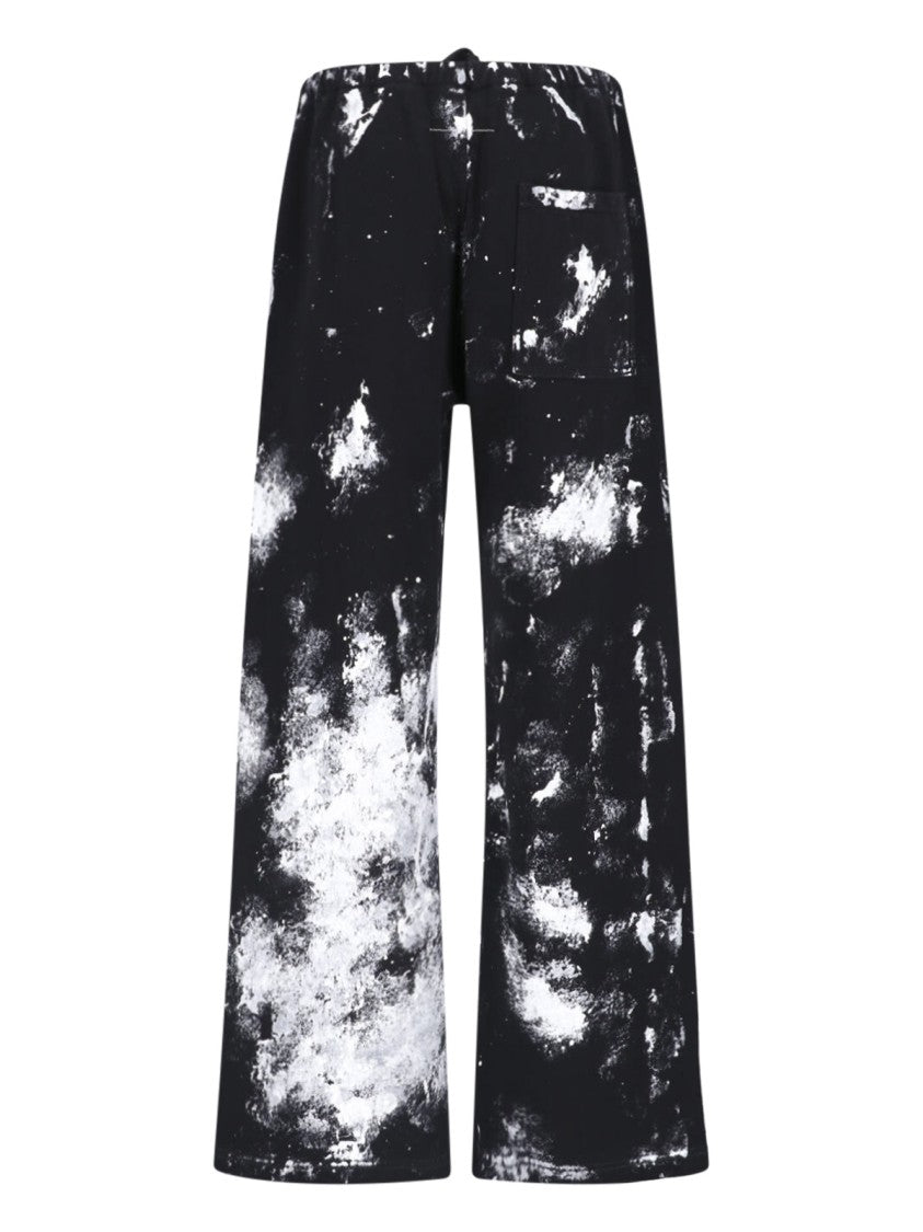 Mm6 By Maison Margiela Black Distressed Splatter Pattern Sport Trousers