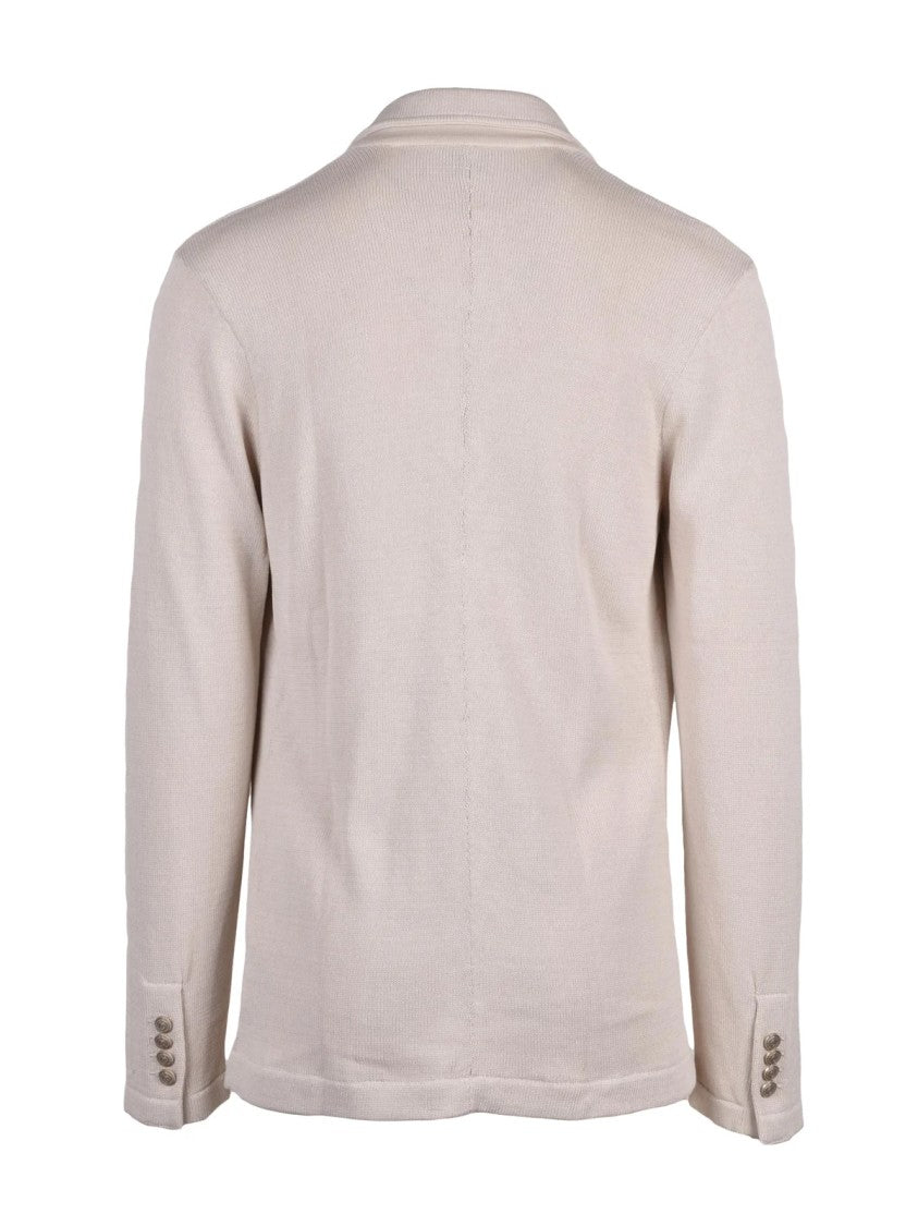 Eleventy Double-Breasted Knit Blazer With Unlined Interior And Patch Pockets