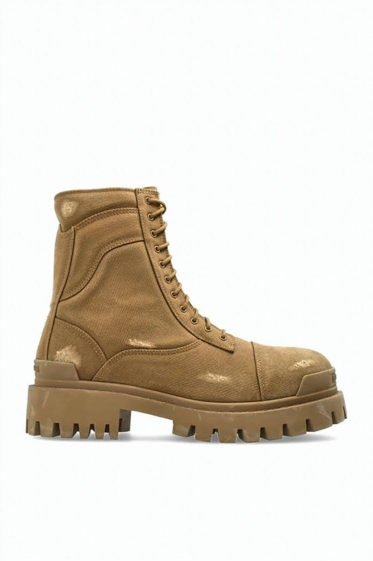 Balenciaga Black Textured Cotton Calf Leather Boots