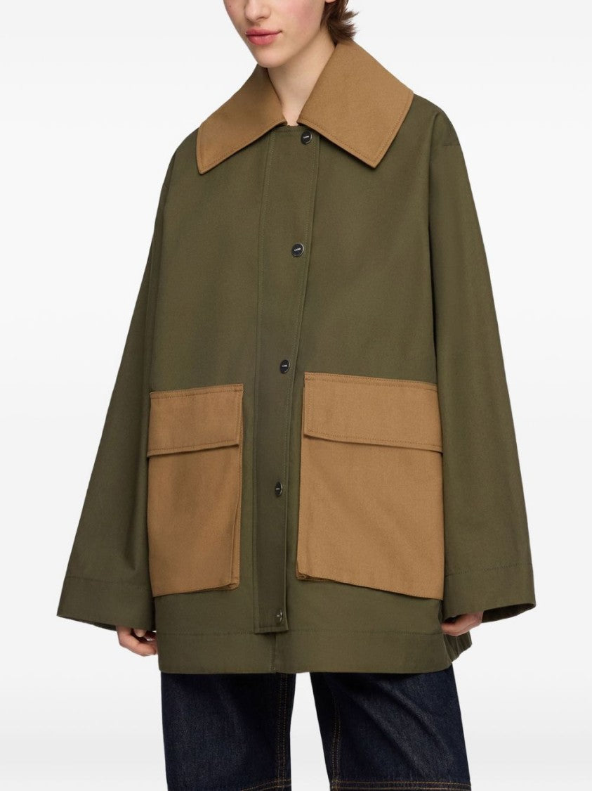 Ganni Canvas Contrast Collar Elbow Patches Jacket