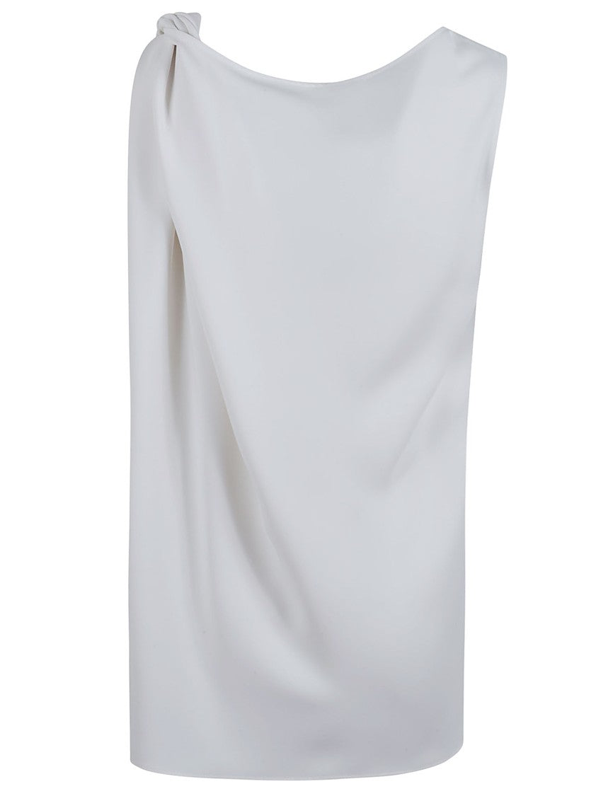 P.A.R.O.S.H. Draped White Top With Unique Knot Detail