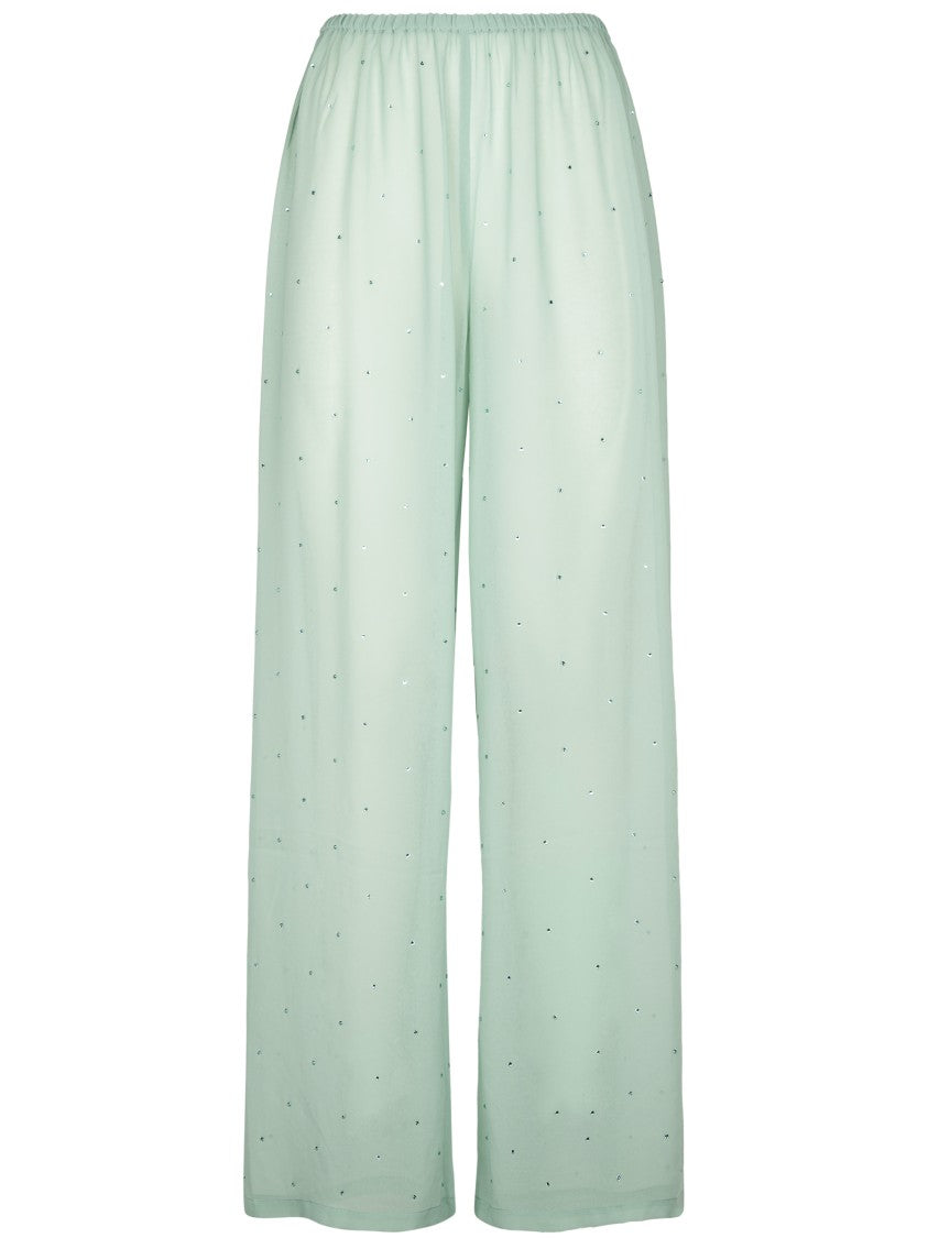 Mc2 Saint Barth Flowing Wide-Leg Trousers In Lightweight Georgette