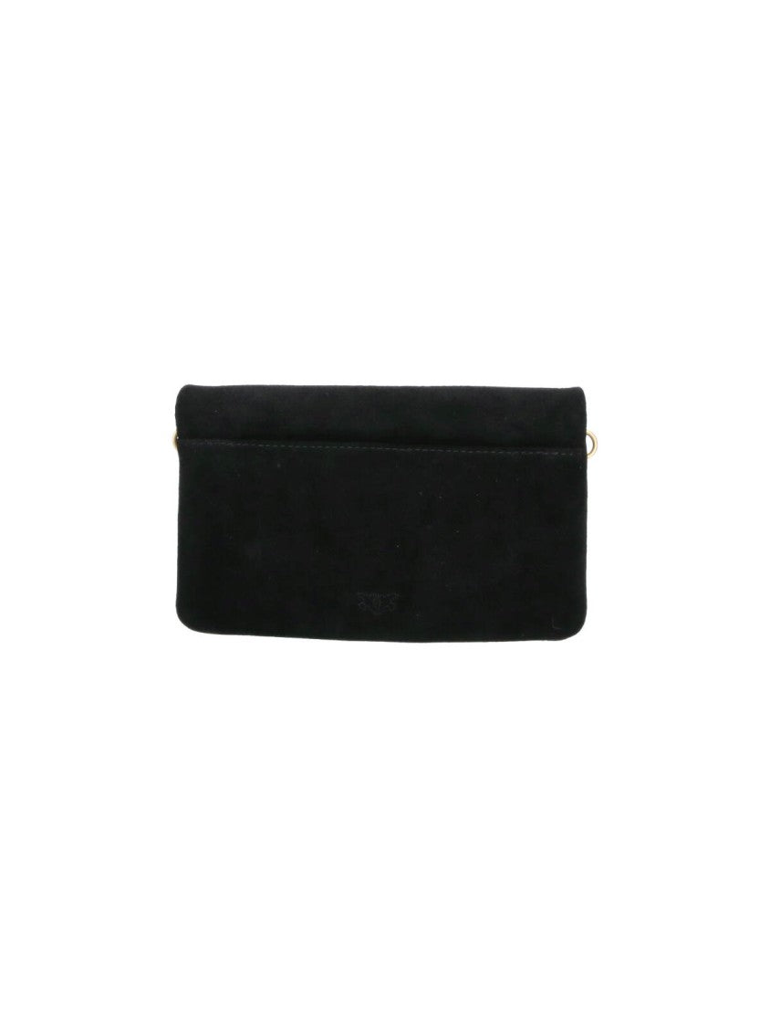 Pinko Black Click Soft Horizontal Mini Suede Shoulder Bag