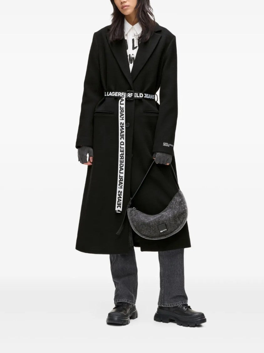 Karl Lagerfeld Mid-Length Tailored Coat With Minimalist Design