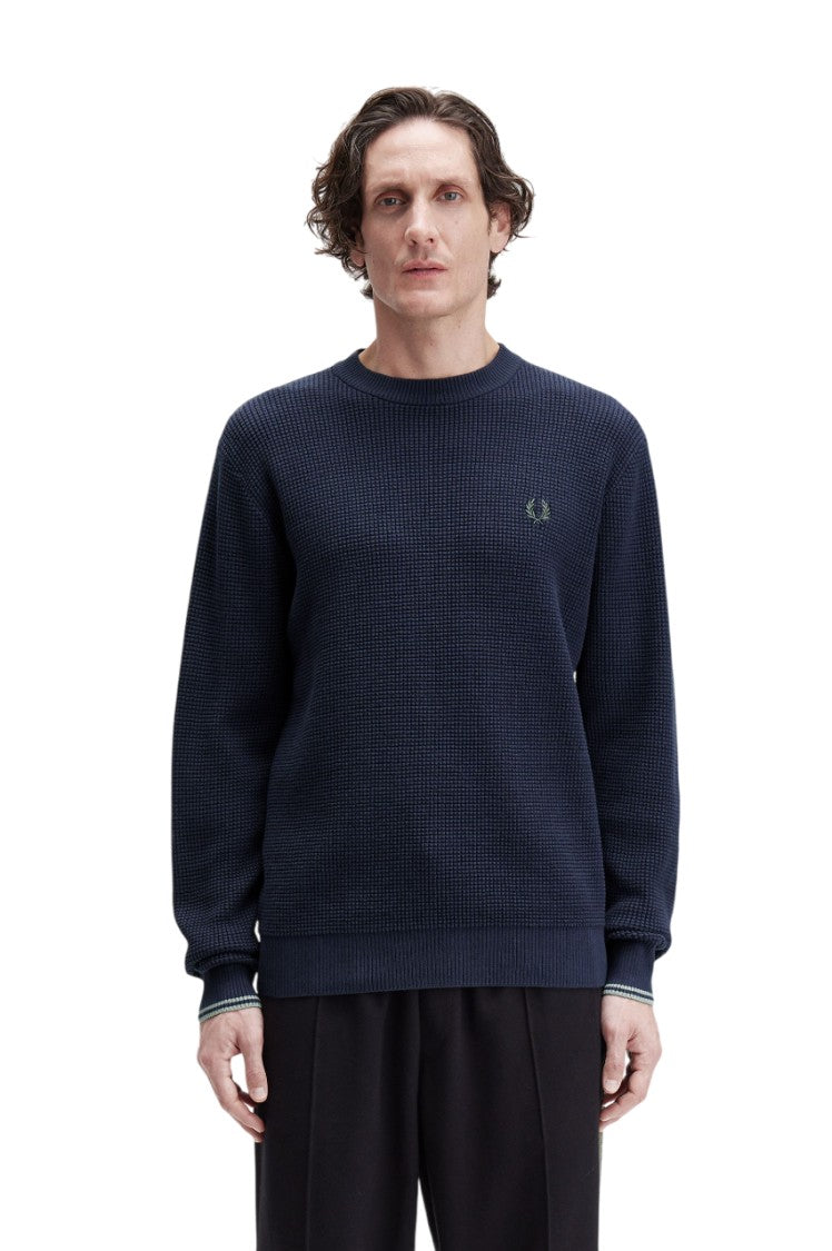 Fred Perry Textured Knit Sweater With Crew Neck