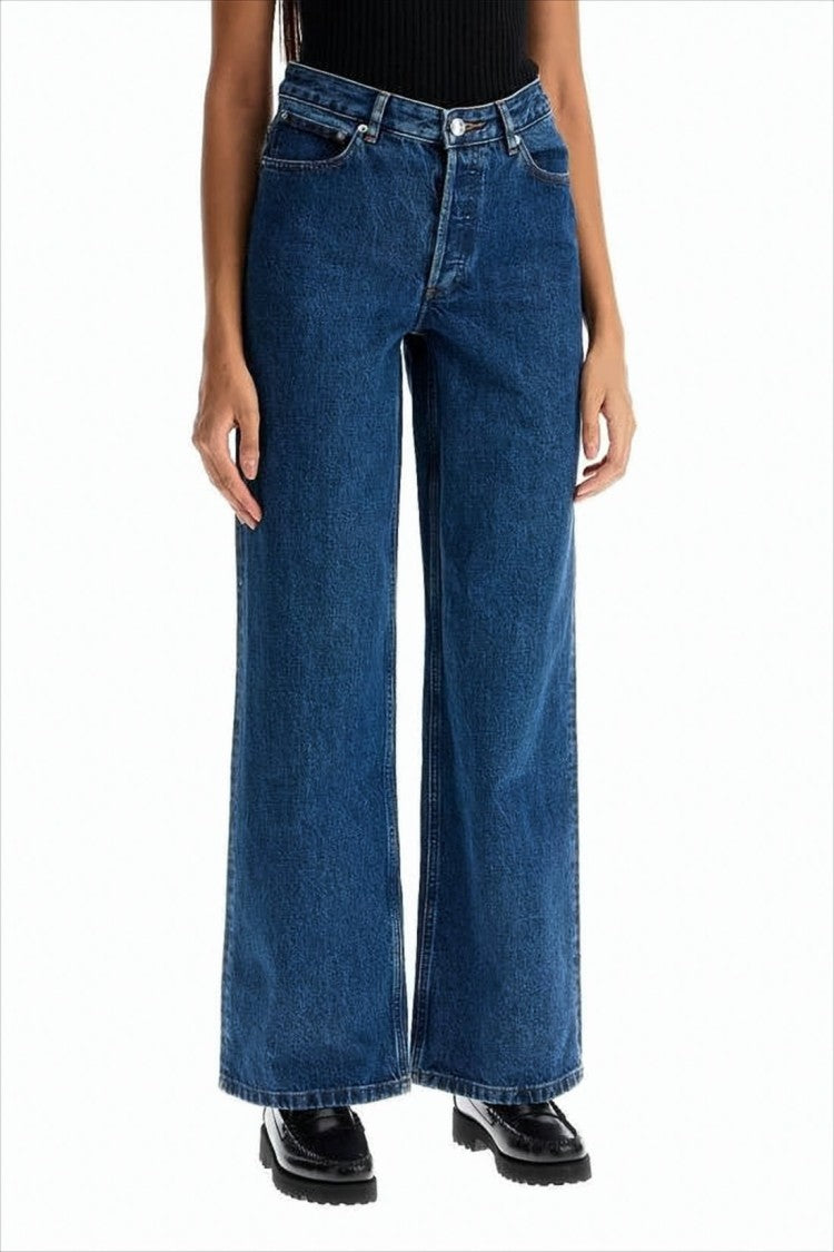 A.P.C. High-Waisted Wide-Leg Denim Pants