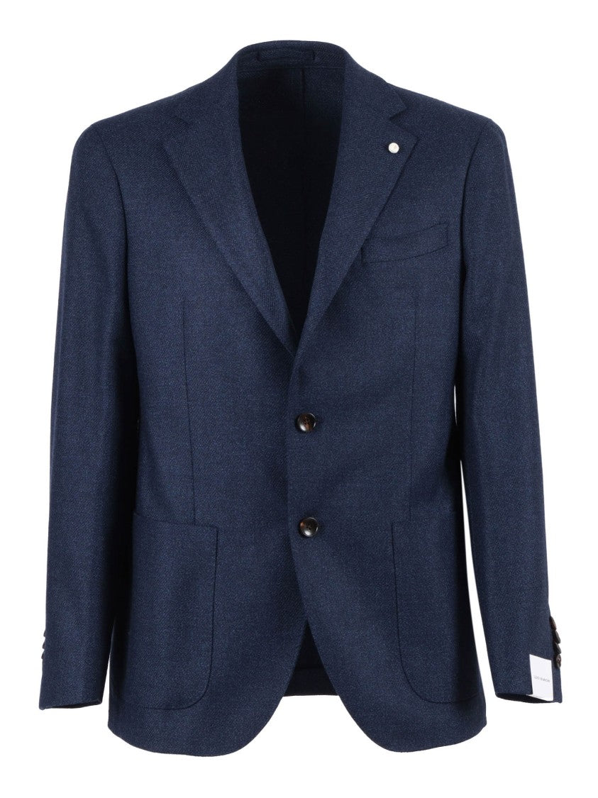 Luigi Bianchi Tailored Navy Blue Jacket With Classic Two-Button Closure