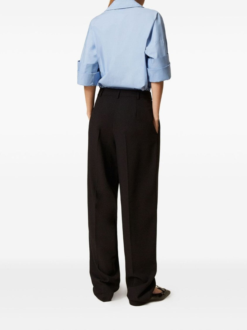 Twin-Set Tailored Wide-Leg Trousers With Front Pleats