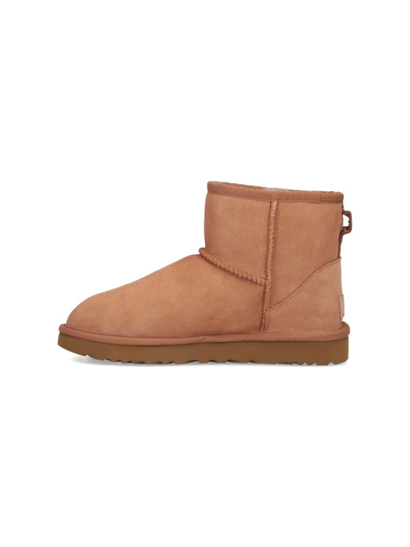 Ugg Beige Classic Mini Ii Suede Shearling Boots