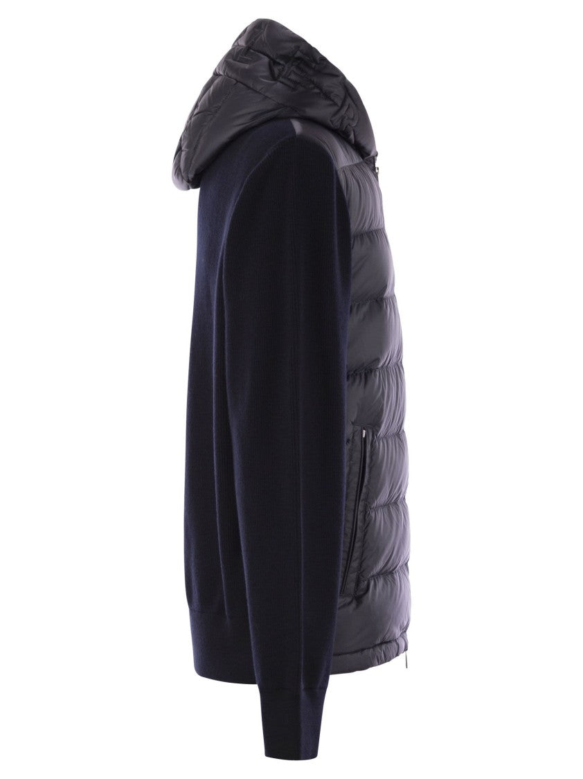 Moncler Padded Wool Sweatshirt With Hood And Zip