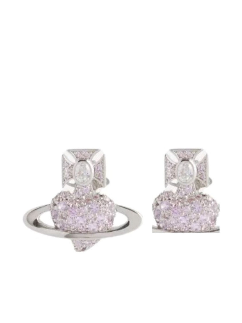Vivienne Westwood Silver-Tone Heart Motif Sparkling Stud Earrings