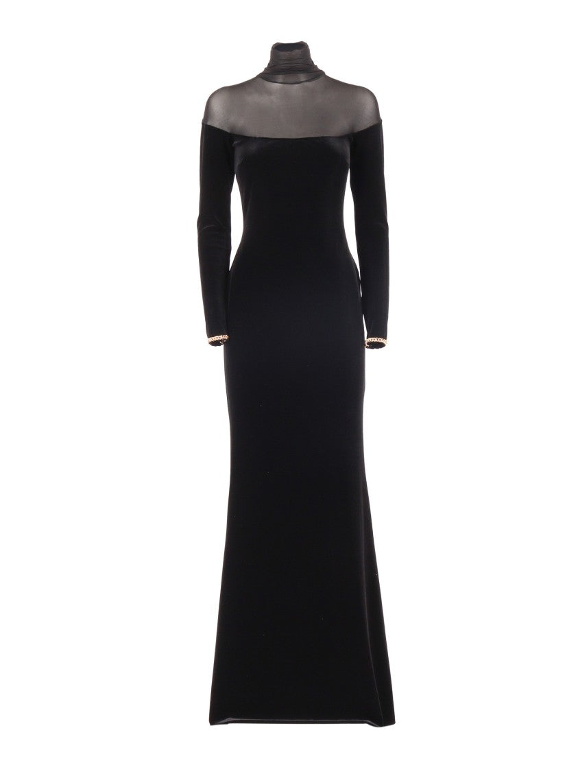 Elisabetta Franchi Form-Fitting Midi Dress With High Neckline