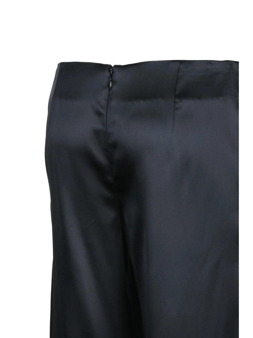 Balenciaga High Waist Satin Trousers With Zip Closure And Side Pockets