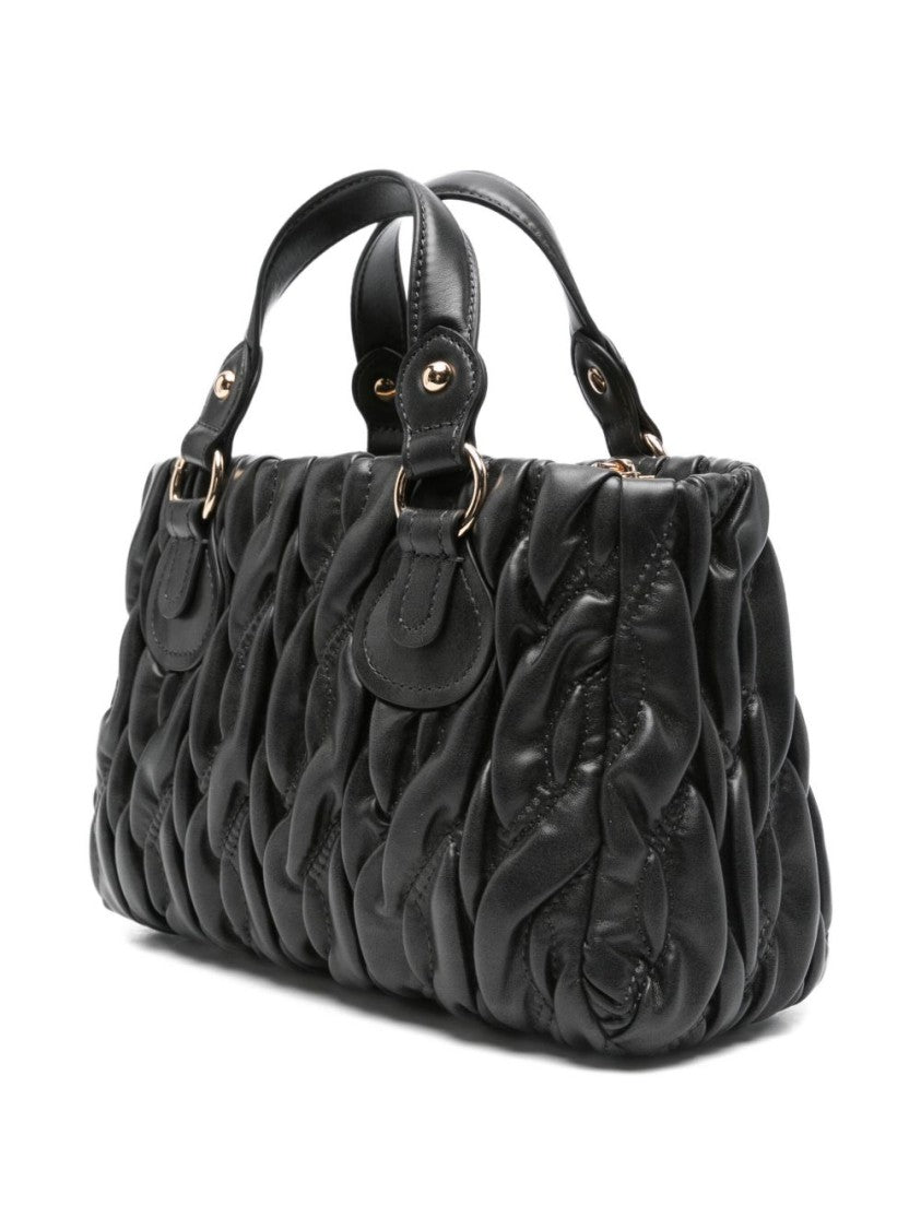 Liu Jo Quilted Black Handbag With Gold-Tone Accents