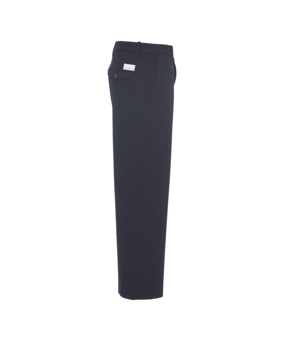 Nine In The Morning Baggy Blue Trousers With Straight Leg Cut And Hidden Zip Closure
