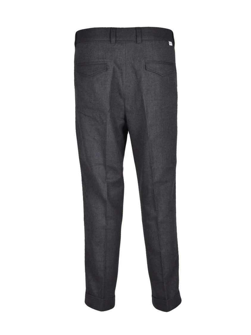 Paolo Pecora Grey Stretch Viscose-Blend Chino Pants