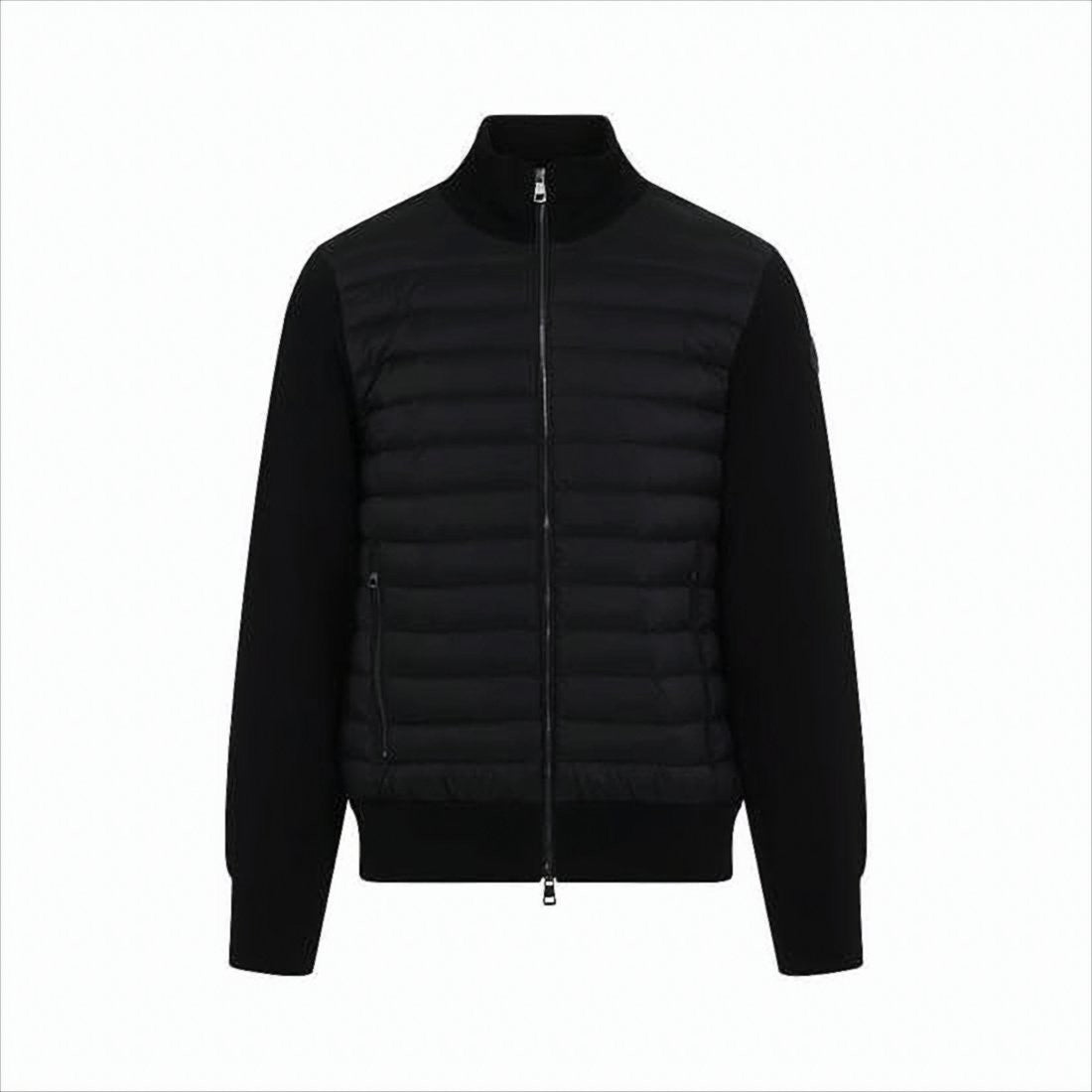 Moncler Black Zip-Up Knit With Padded Front And Quilted Detailing