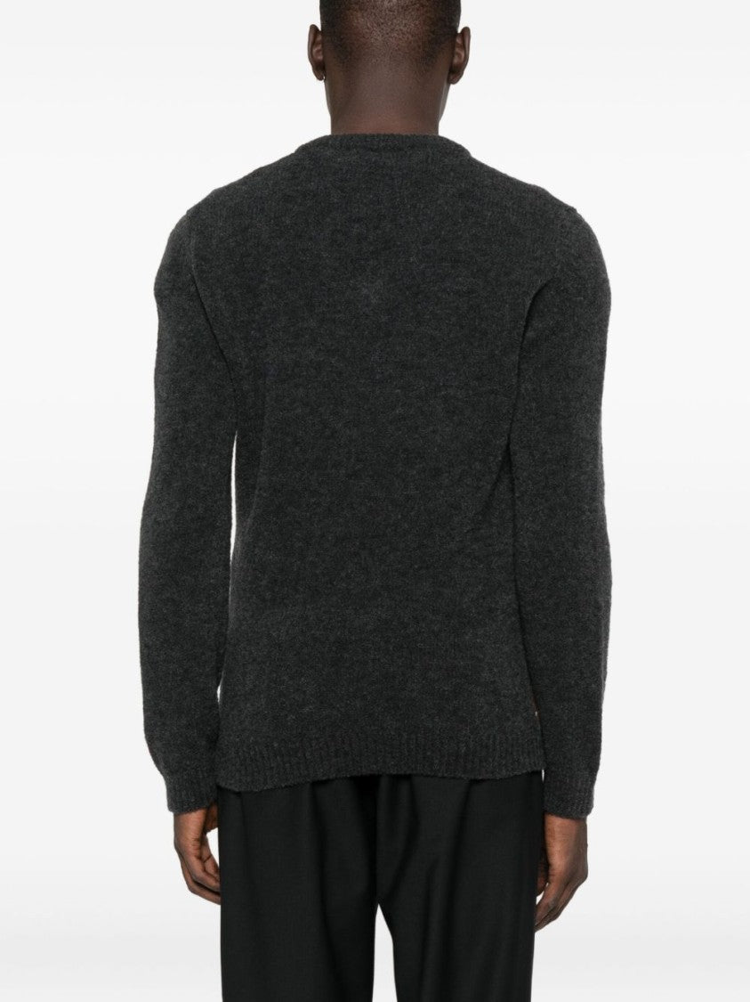 Scaglione V-Neck Argyle Knit Sweater In Charcoal