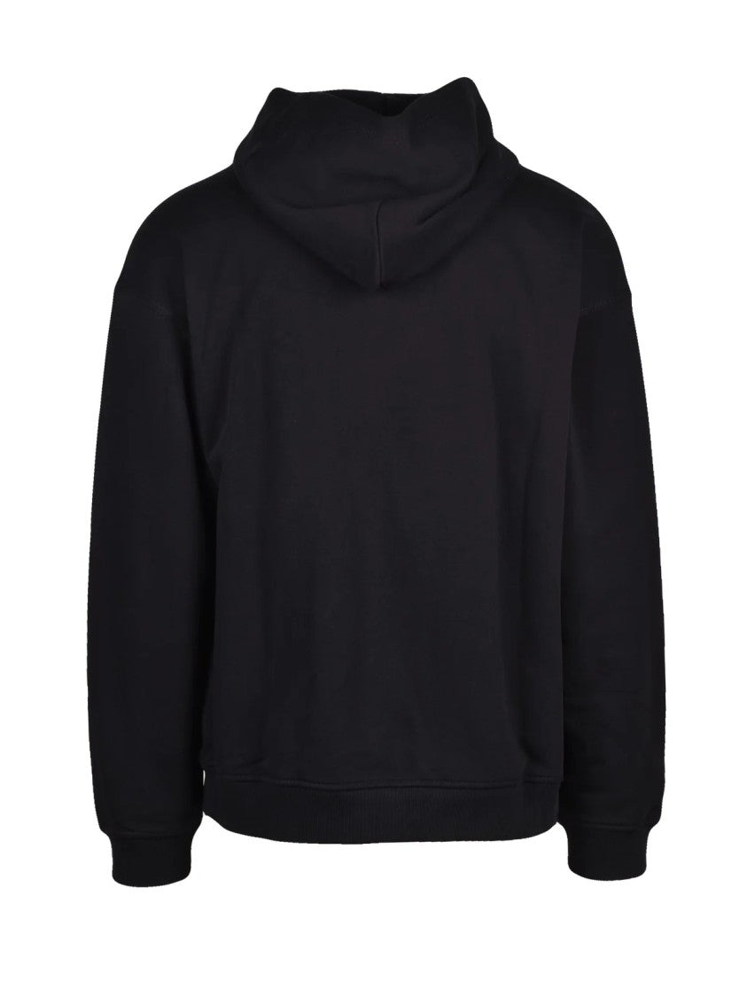 Diesel Classic Black Hoodie With Front Kangaroo Pocket And Logo Patch