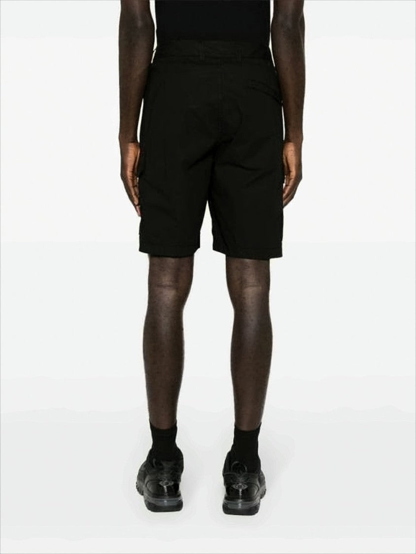 Stone Island Relaxed Fit Black Cotton-Elastane Shorts With Logo Patch