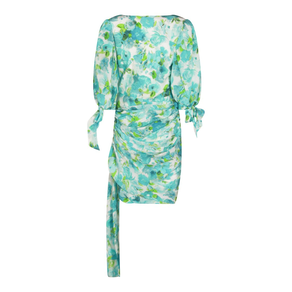 Chloé Floral Print Silk Dress With Draped Asymmetrical Skirt