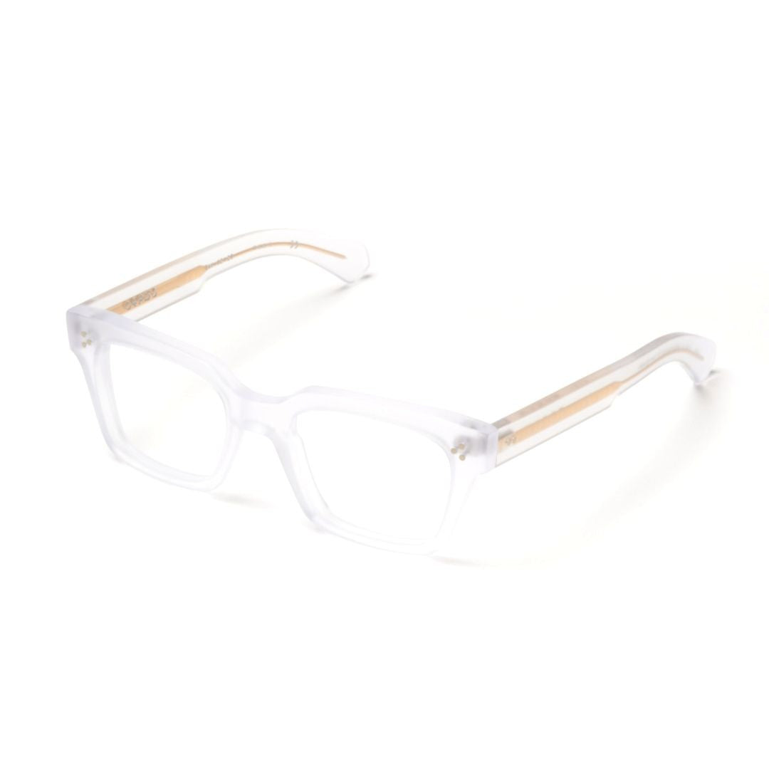 Kador Guapo Transparent Rectangular Frame Eyeglasses With Gold Accents