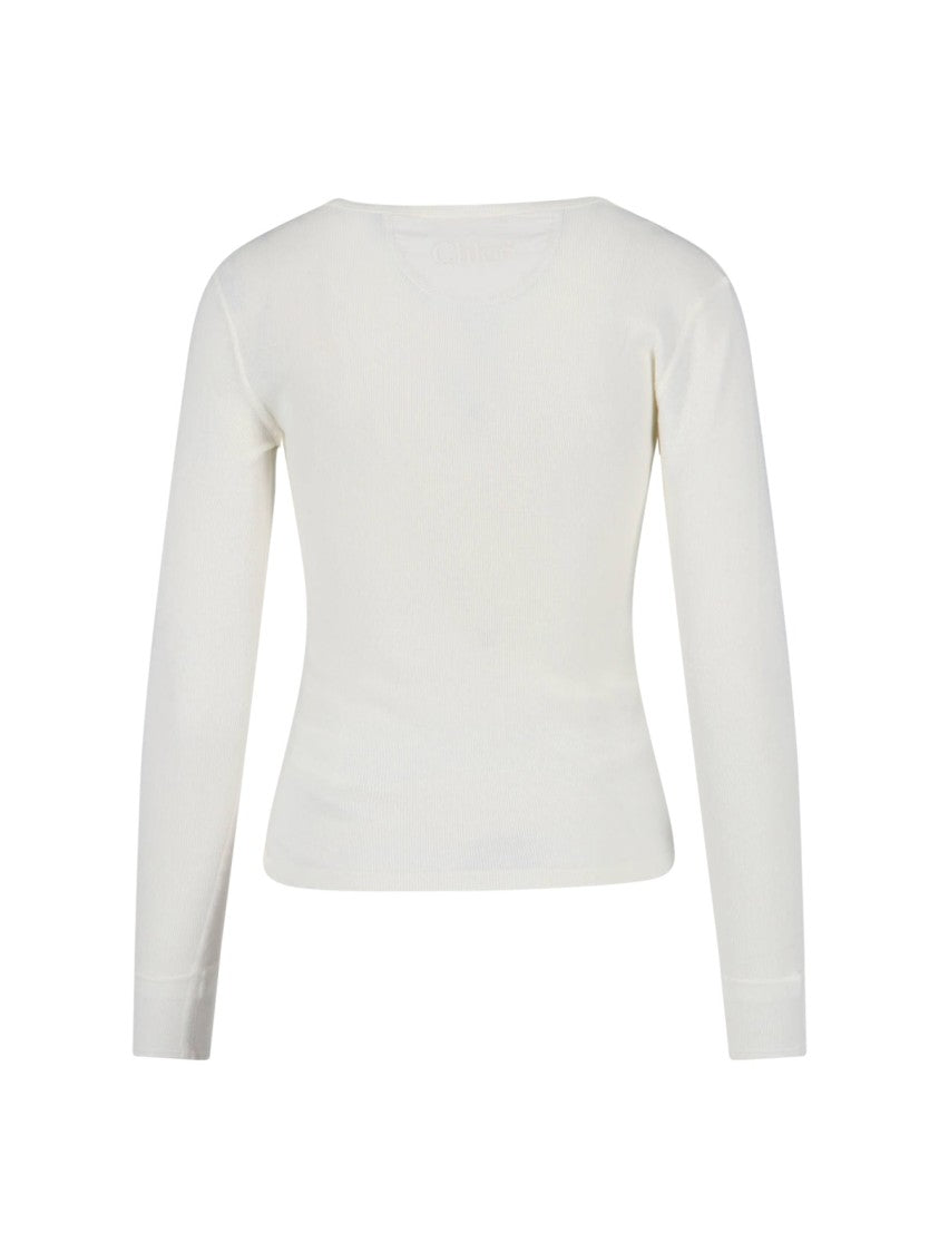 Chloé Refined White Sweater With Classic Fit And Timeless Appeal