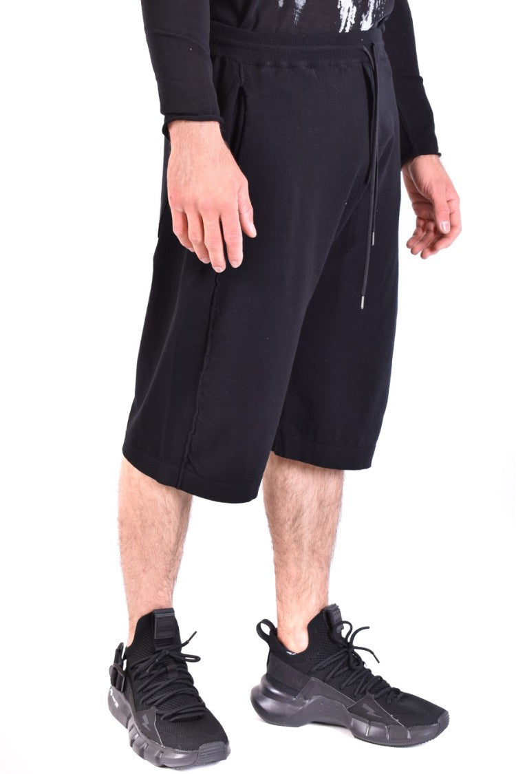 Isabel Benenato Relaxed Fit Black Shorts With Adjustable Waistband